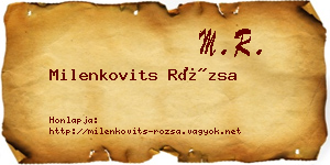 Milenkovits Rózsa névjegykártya